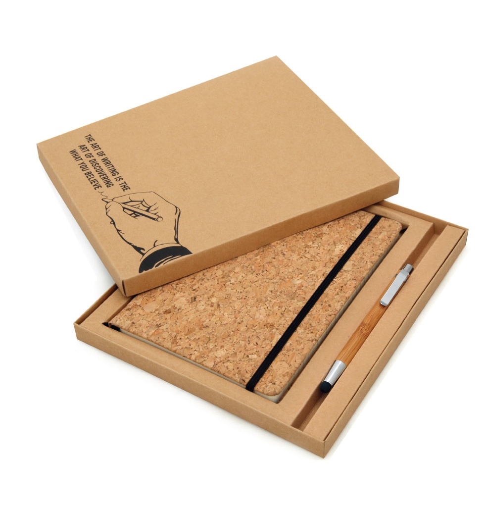 Cork Design Cover Notebook with Pen