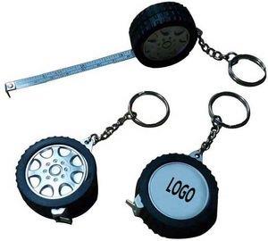 Tyre Shaped Keychain with Measuring Tape