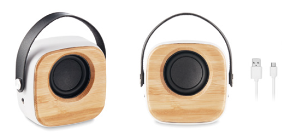 Trendy Mini Speaker in ABS with Bamboo