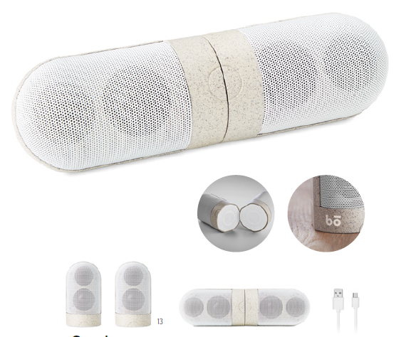 Set of 2 Magnetic Bluetooth Speaker (Wheat Straw/ABS Material)